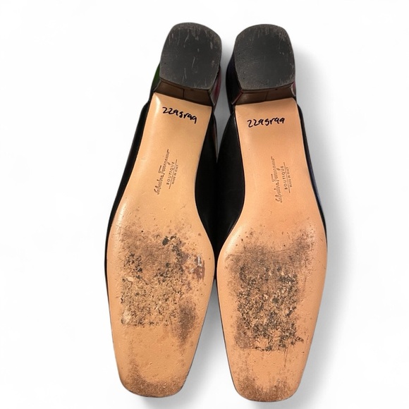 Salvatore Ferragamo Marcella Black Leather Mules with Leather Soles Size 7 3A - Picture 9 of 10